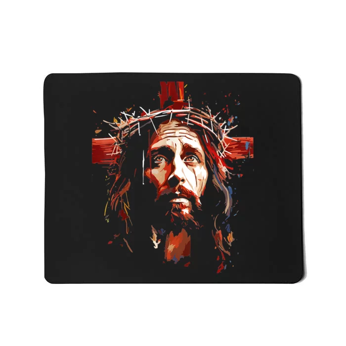 Jesus God Cross Christian Colorful Artwork Christian Faith Mousepad