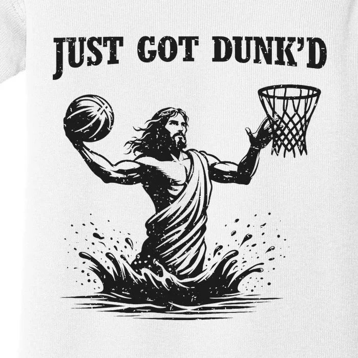 Just Got Dunked Funny Baptism Jesus Playing Basketball Baby Bodysuit