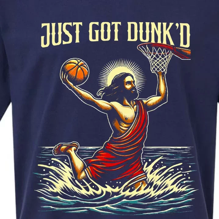 Just Got Dunked Jesus Dunking Baptism Playing Basketball Sueded Cloud Jersey T-Shirt