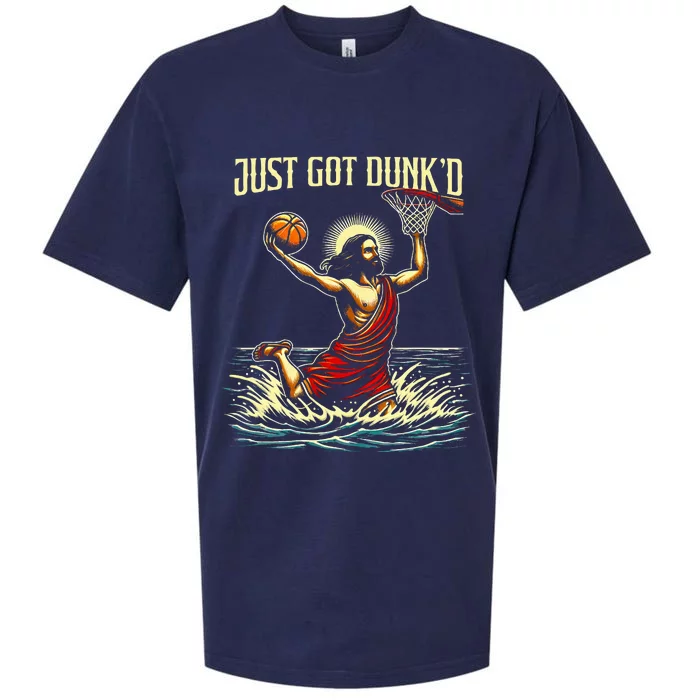 Just Got Dunked Jesus Dunking Baptism Playing Basketball Sueded Cloud Jersey T-Shirt