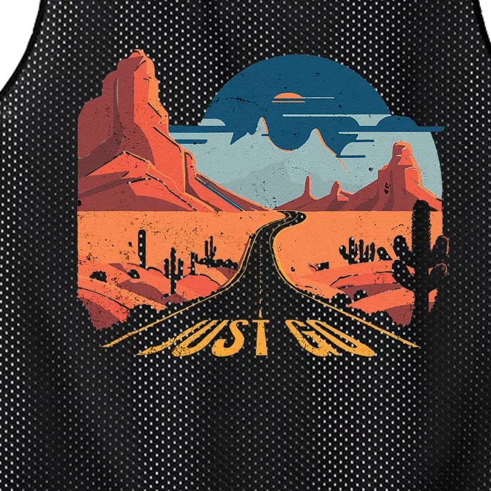 Just Go Driving Adventure Wanderlust Desert Journey Travel Mesh Reversible Basketball Jersey Tank