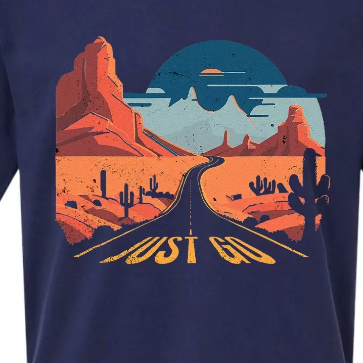 Just Go Driving Adventure Wanderlust Desert Journey Travel Sueded Cloud Jersey T-Shirt