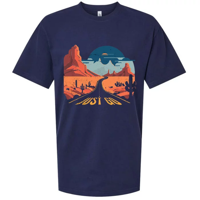 Just Go Driving Adventure Wanderlust Desert Journey Travel Sueded Cloud Jersey T-Shirt