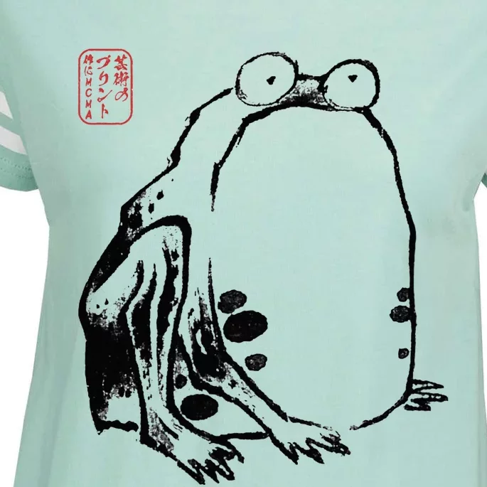 Japanese Grumpy Frog Ukiyoe Anime Japanese Enza Ladies Jersey Football T-Shirt