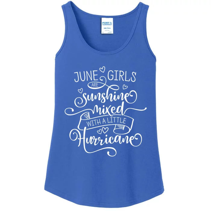 June Girl Gift Sunshine Mixed With A Little Hurricane Gift Ladies Essential Tank