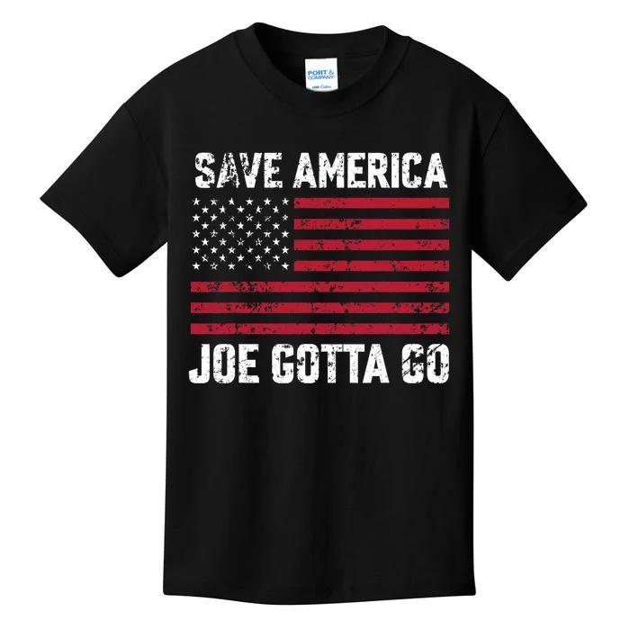 Joe Gotta Go Save America Flag Anti Biden Impeach Biden Kids T-Shirt