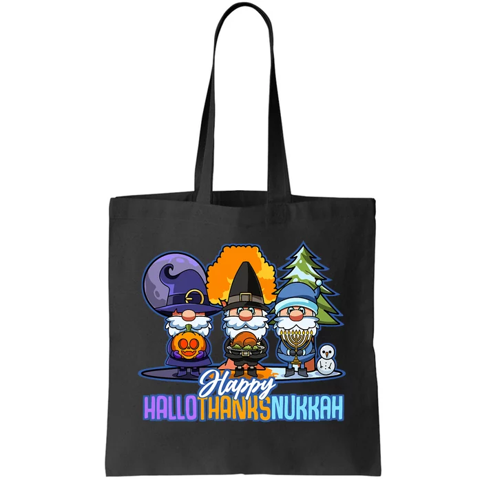 Jew Gnomes Halloween Thanksgiving Hanukkah HalloThanksNukkah Tote Bag