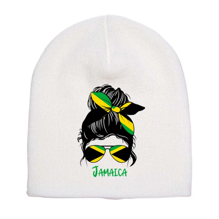 Jamaican Girl Jamaica Girl Jamaica Woman Flag Short Acrylic Beanie