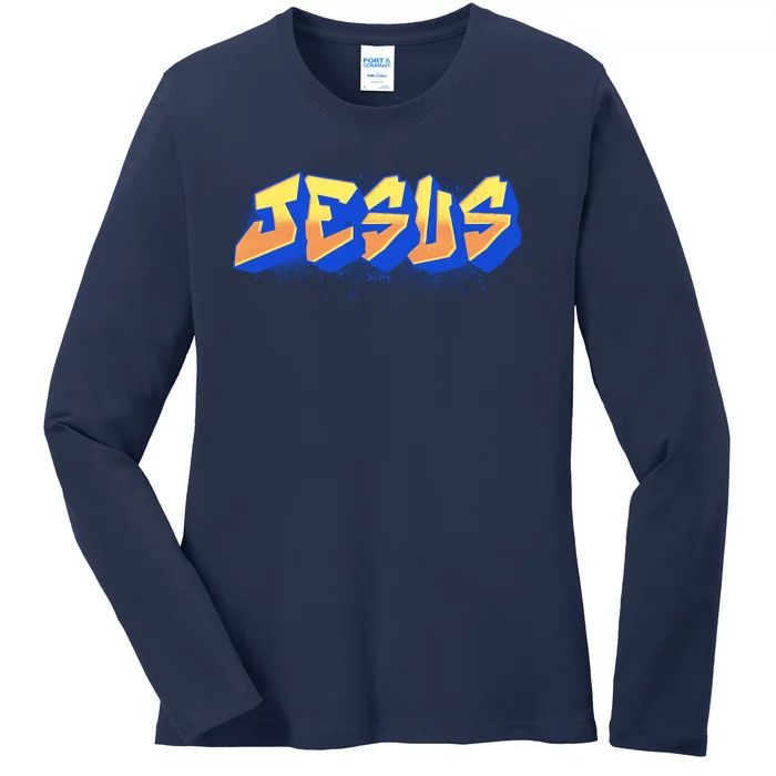 Jesus Graffiti Logo Ladies Long Sleeve Shirt