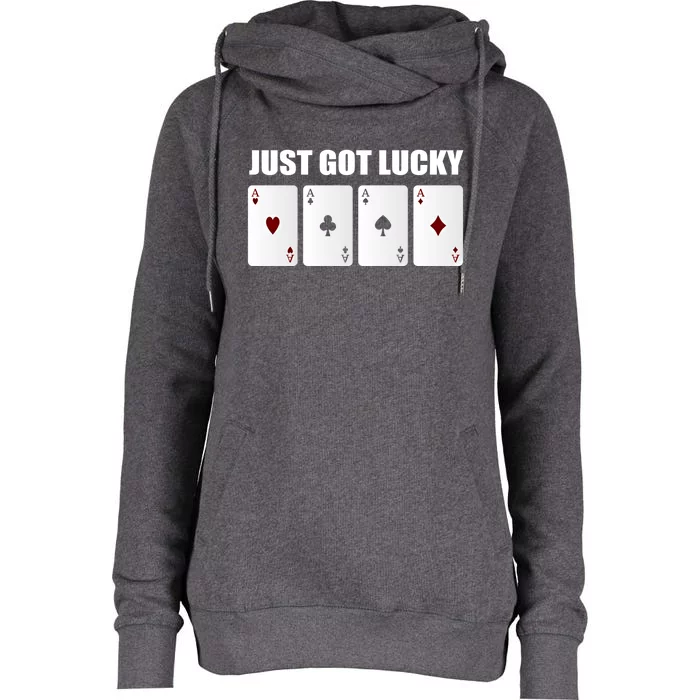 Just Got Lucky Prize Winner Gift Womens Funnel Neck Pullover Hood