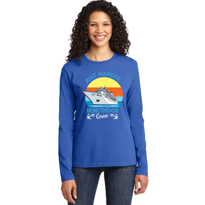 Just Got Married Honeymoon Cruise Couple Matching Gift Ladies Long Sleeve Shirt