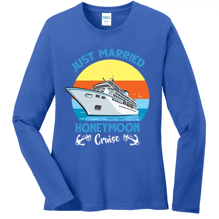 Just Got Married Honeymoon Cruise Couple Matching Gift Ladies Long Sleeve Shirt