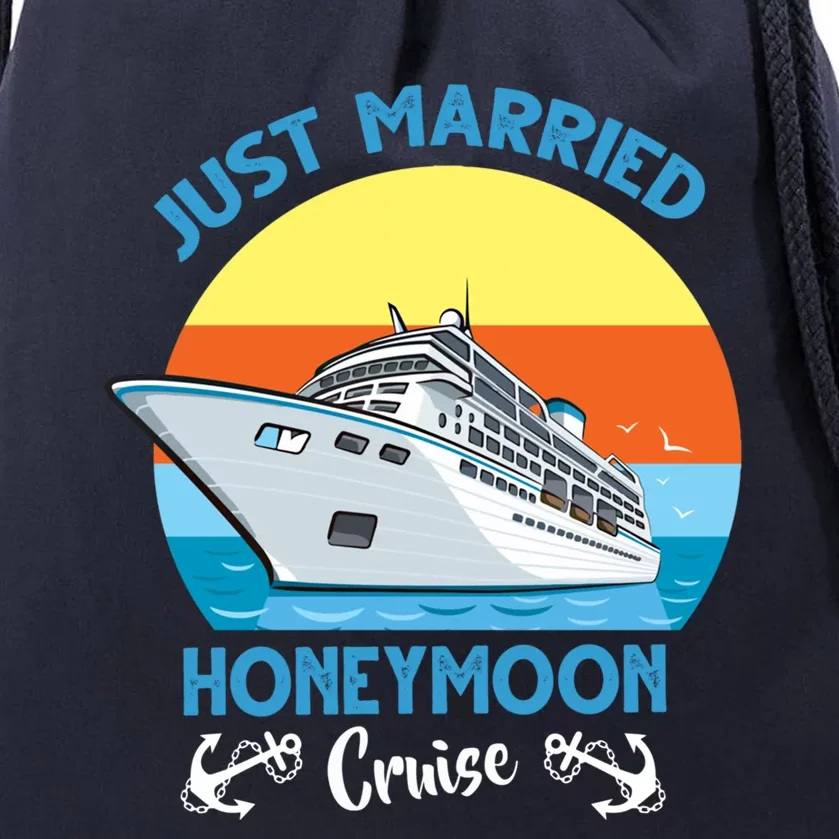 Just Got Married Honeymoon Cruise Couple Matching Gift Drawstring Bag