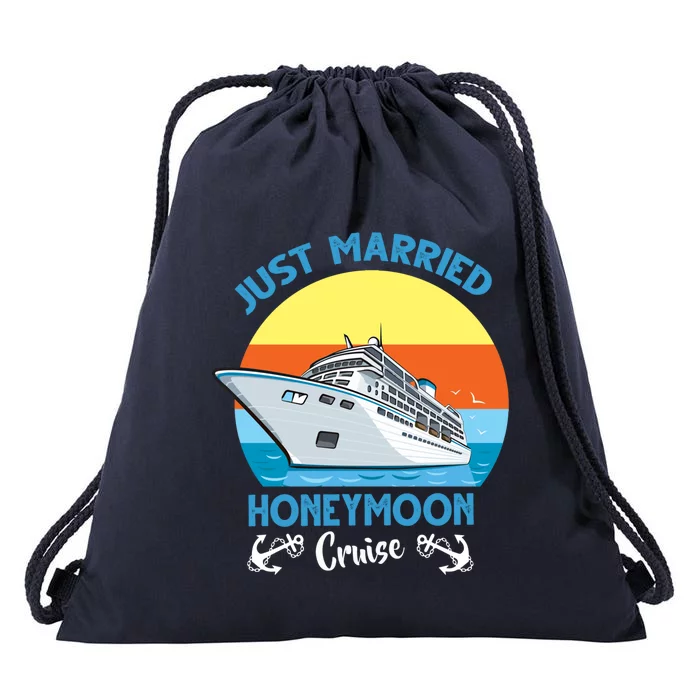 Just Got Married Honeymoon Cruise Couple Matching Gift Drawstring Bag