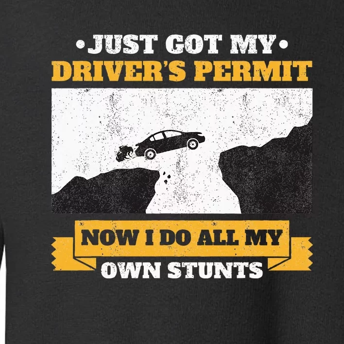 Just Got My Drivers Permit License Stunts New N Driver Toddler Sweatshirt