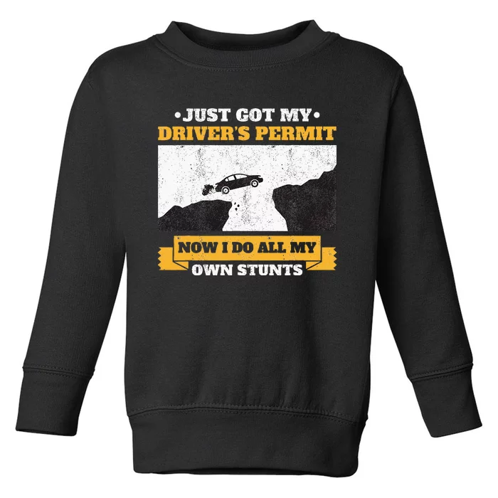 Just Got My Drivers Permit License Stunts New N Driver Toddler Sweatshirt