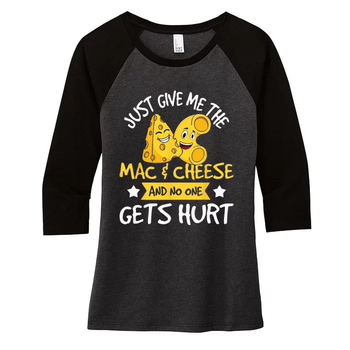 Just Give Me The Mac & Cheese Macaroni Cheesy Noodle Lover Women's Tri-Blend 3/4-Sleeve Raglan Shirt