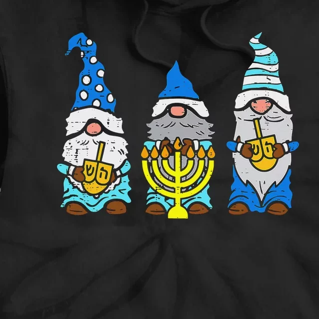 Jewish Gnomes Menorah Hanukkah Pajamas Chanukah PJs Tie Dye Hoodie