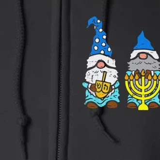 Jewish Gnomes Menorah Hanukkah Pajamas Chanukah PJs Full Zip Hoodie