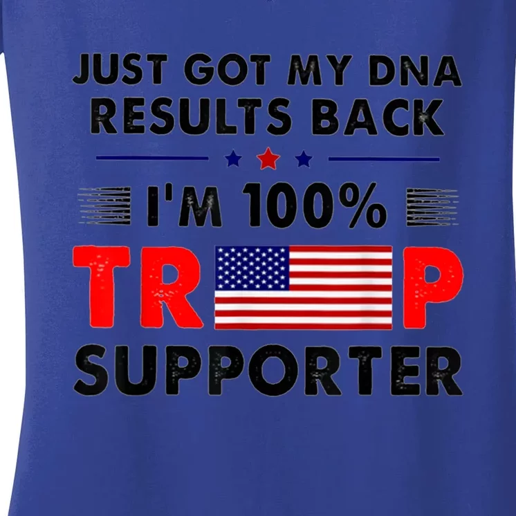 Just Got My Dna Results Back IM 100% Trump Supporter Cool Gift Women's V-Neck T-Shirt