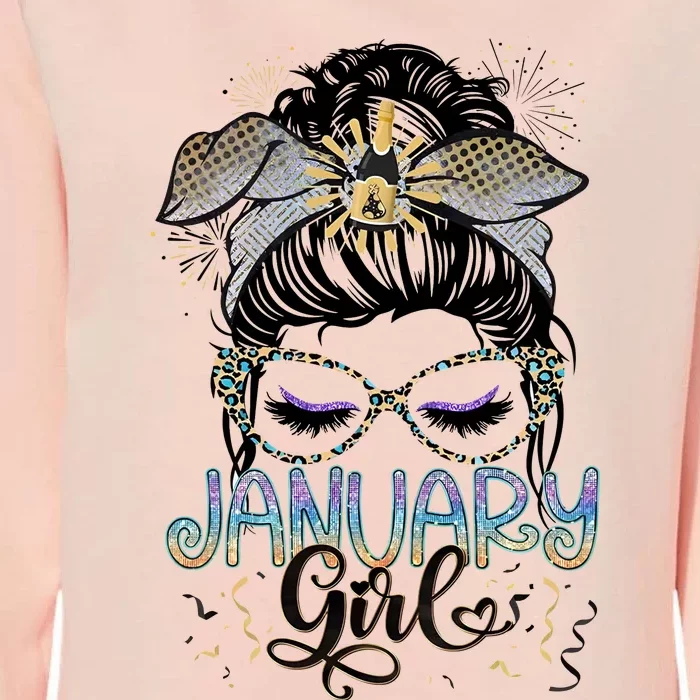 January Girl Messy Bun January Birthday Womens California Wash Sweatshirt