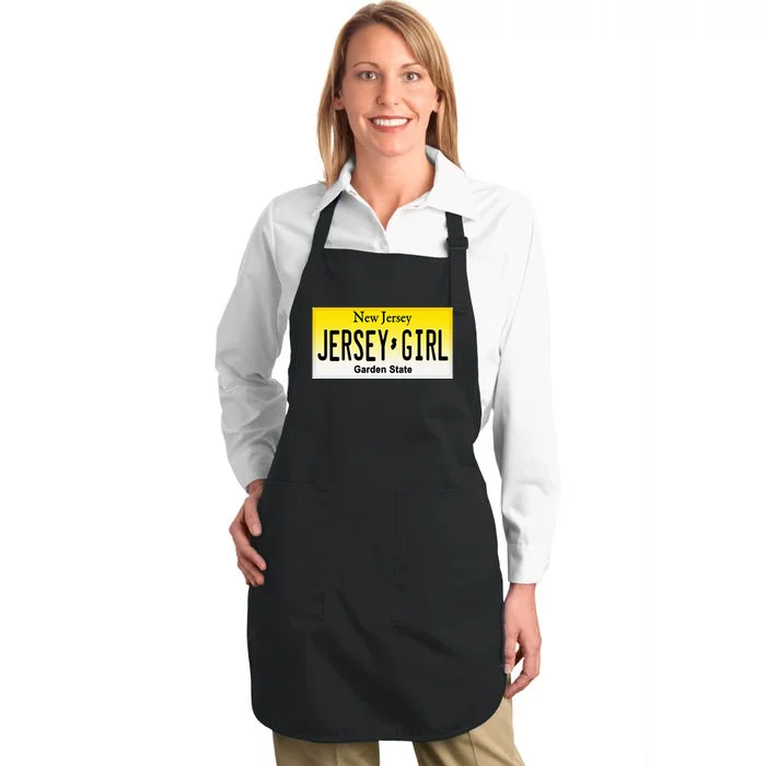 Jersey Girl New Jersey License Plate Full-Length Apron With Pocket