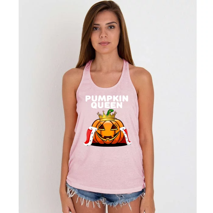 Jackolantern Gift Pumpkin Costume Halloween Pumpkin Queen Gift Women's Knotted Racerback Tank