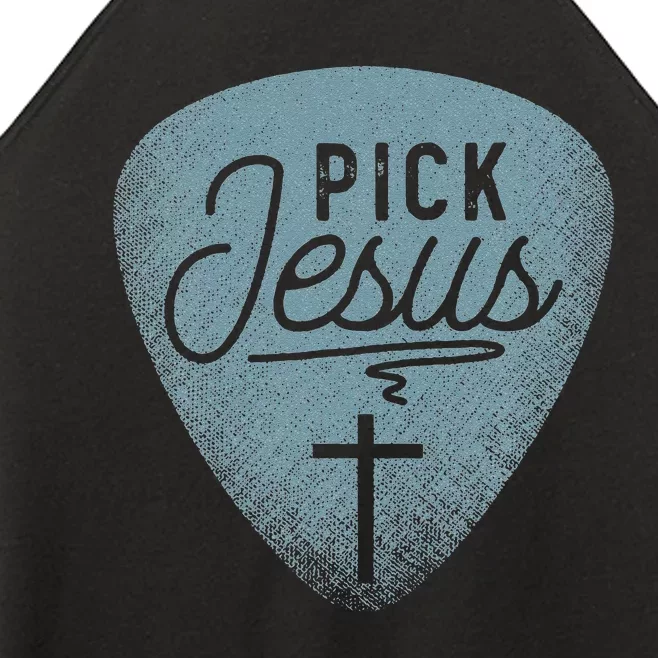 Jesus Guitar Pick Music Religious Guitar Player Women’s Perfect Tri Rocker Tank