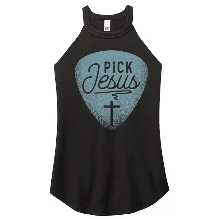 Jesus Guitar Pick Music Religious Guitar Player Women’s Perfect Tri Rocker Tank