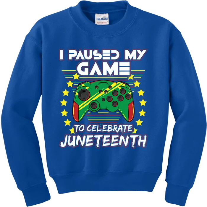 Juneteenth Gamer Paused My Video Game June 19th Black Pride Funny Gift Kids Sweatshirt