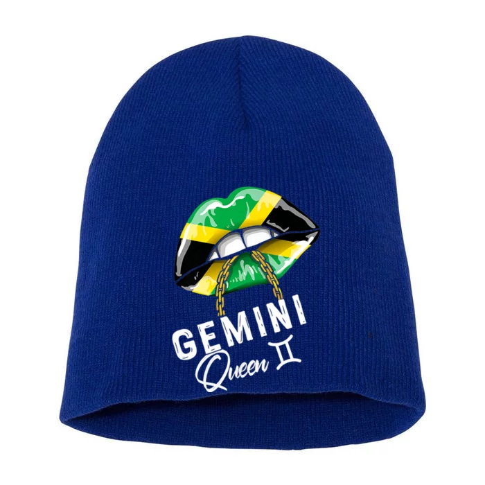 Jamaica Gemini Queen Zodiac Birthday Jamaican Lips Short Acrylic Beanie