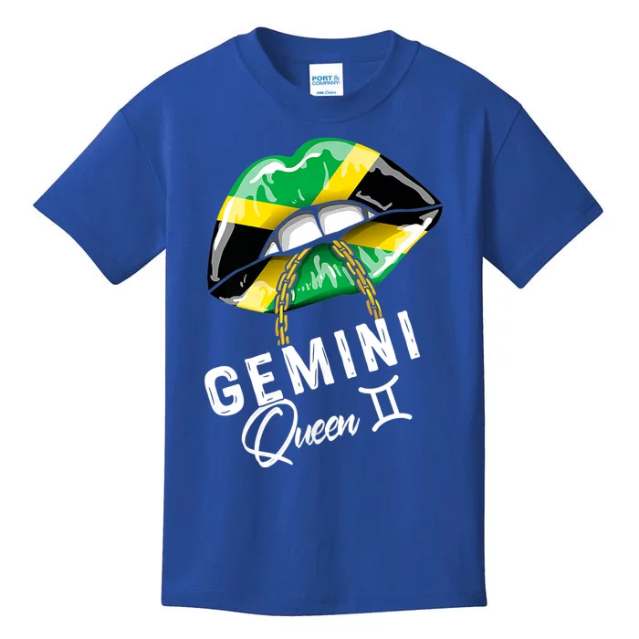 Jamaica Gemini Queen Zodiac Birthday Jamaican Lips Kids T-Shirt