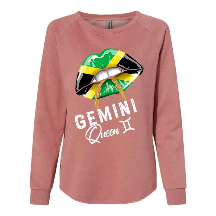 Jamaica Gemini Queen Zodiac Birthday Jamaican Lips Womens California Wash Sweatshirt