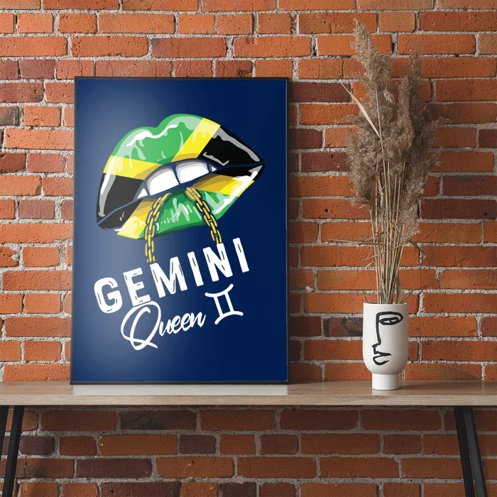 Jamaica Gemini Queen Zodiac Birthday Jamaican Lips Poster