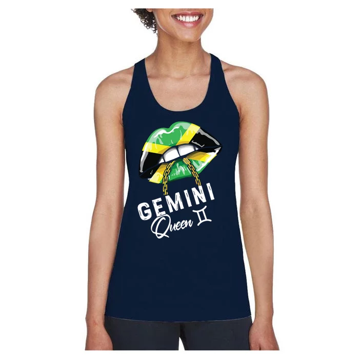 Jamaica Gemini Queen Zodiac Birthday Jamaican Lips Women's Racerback Tank