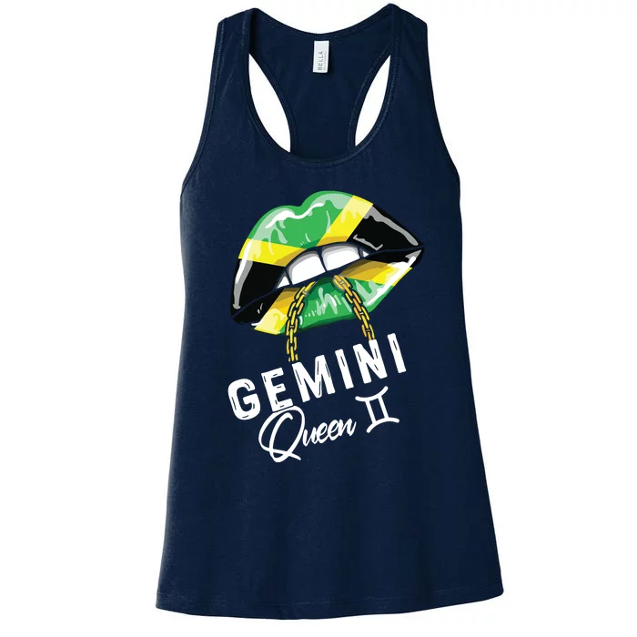 Jamaica Gemini Queen Zodiac Birthday Jamaican Lips Women's Racerback Tank