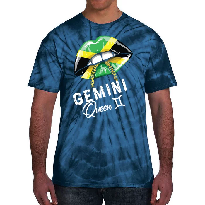 Jamaica Gemini Queen Zodiac Birthday Jamaican Lips Tie-Dye T-Shirt