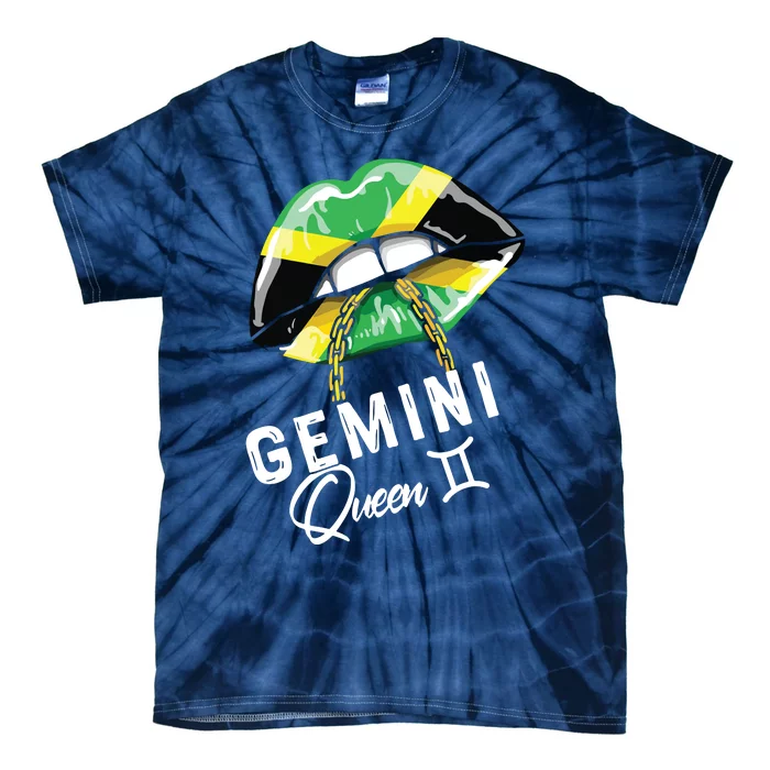 Jamaica Gemini Queen Zodiac Birthday Jamaican Lips Tie-Dye T-Shirt