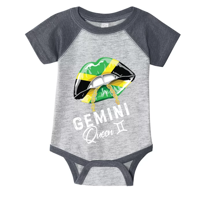 Jamaica Gemini Queen Zodiac Birthday Jamaican Lips Infant Baby Jersey Bodysuit