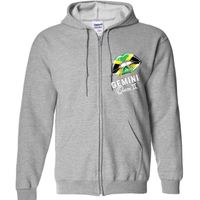 Jamaica Gemini Queen Zodiac Birthday Jamaican Lips Full Zip Hoodie