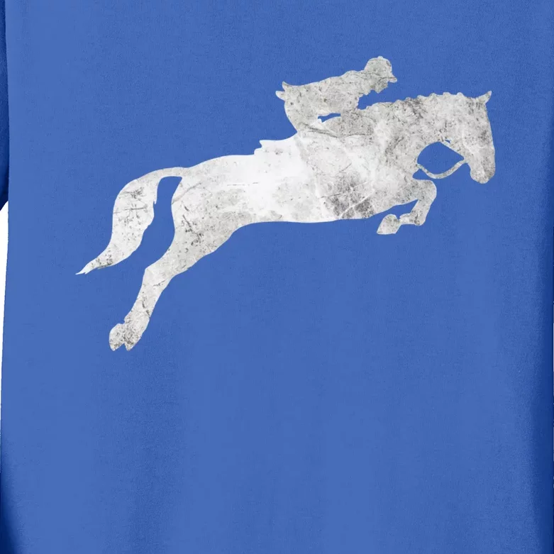 Jumping Galloping Racing Horse Horseback Riding Gift Kids Long Sleeve Shirt