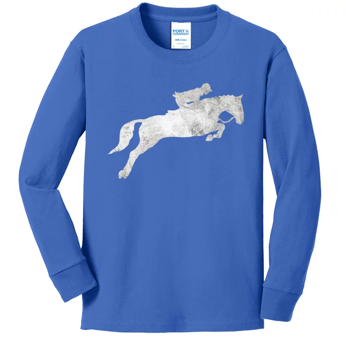 Jumping Galloping Racing Horse Horseback Riding Gift Kids Long Sleeve Shirt