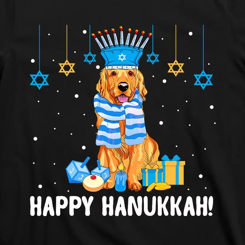 Jewish Golden Retriever Dog Menorah Hat Hanukkah Chanukah T-Shirt