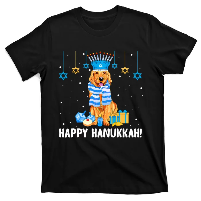 Jewish Golden Retriever Dog Menorah Hat Hanukkah Chanukah T-Shirt