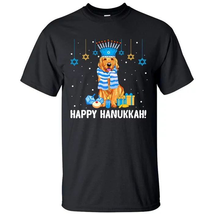 Jewish Golden Retriever Dog Menorah Hat Hanukkah Chanukah Tall T-Shirt