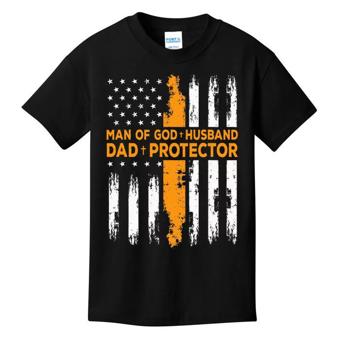 Jesus God Religious Man Of God Husband Dad Protector Kids T-Shirt