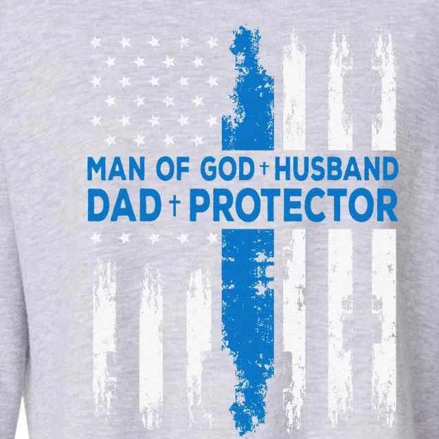 Jesus God Religious Man Of God Husband Dad Protector Cropped Pullover Crew