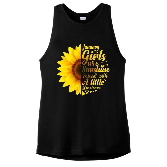 January Girls Sunshine Mixed Hurricane Cool Gift Sunflower Birthday Gift Ladies Tri-Blend Wicking Tank