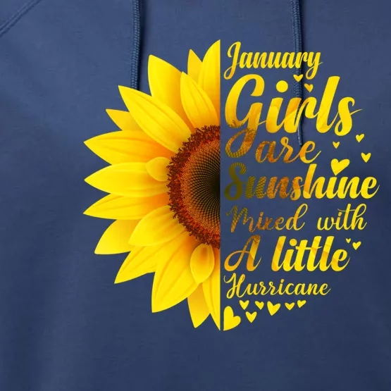 January Girls Sunshine Mixed Hurricane Cool Gift Sunflower Birthday Gift Performance Fleece Hoodie