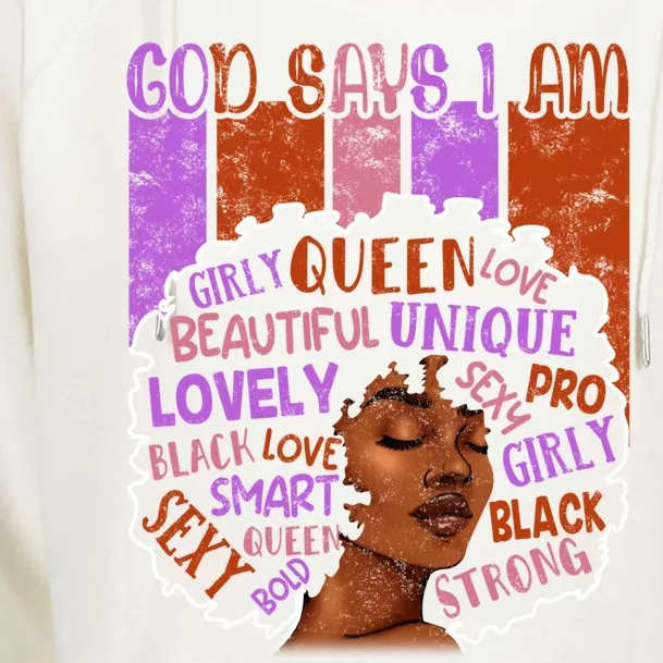 Juneteenth Gods Say I Am Melanin Christian Blm Black History Gift Womens Funnel Neck Pullover Hood